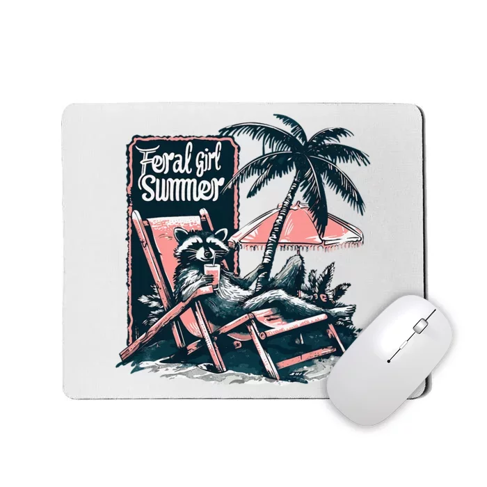 Vintage Feral Girl Summer Opossum Funny Raccoon Girl Women Mousepad