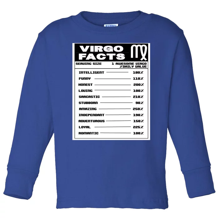 Virgo Facts Gift Toddler Long Sleeve Shirt