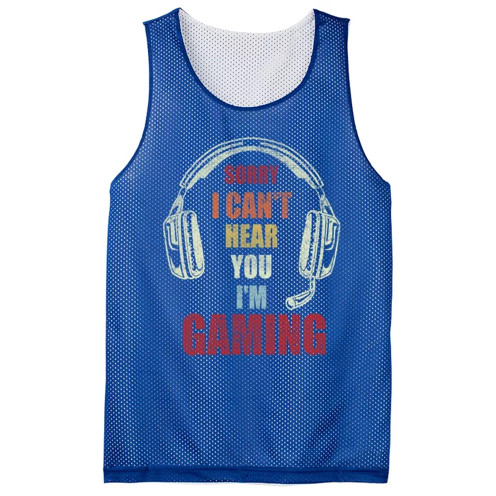 Vintage Funny Gamer Sorry I Can't Hear You I'm Gaming Cute Gift Mesh Reversible Basketball Jersey Tank