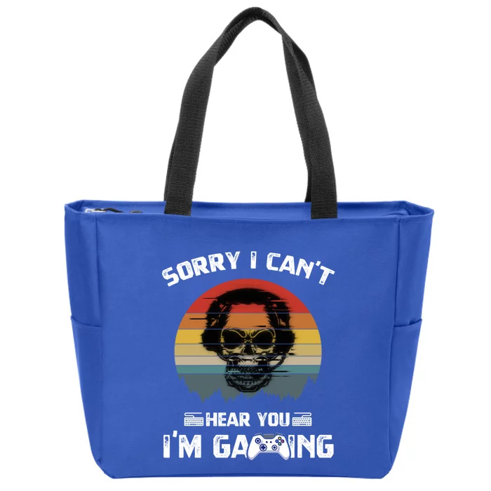 Vintage Funny Gamer Sorry I Can't Hear You I'm Gaming Great Gift Zip Tote Bag