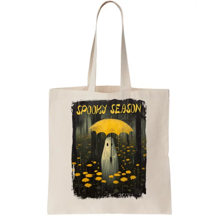 Vintage Floral Ghost Halloween Autumn Spooky Season Gothic Tote Bag