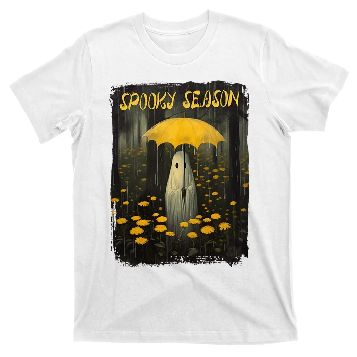 Vintage Floral Ghost Halloween Autumn Spooky Season Gothic T-Shirt