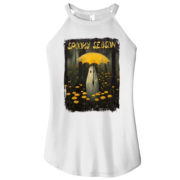 Vintage Floral Ghost Halloween Autumn Spooky Season Gothic Women’s Perfect Tri Rocker Tank