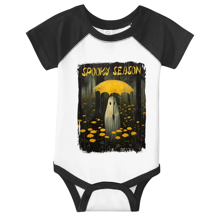 Vintage Floral Ghost Halloween Autumn Spooky Season Gothic Infant Baby Jersey Bodysuit