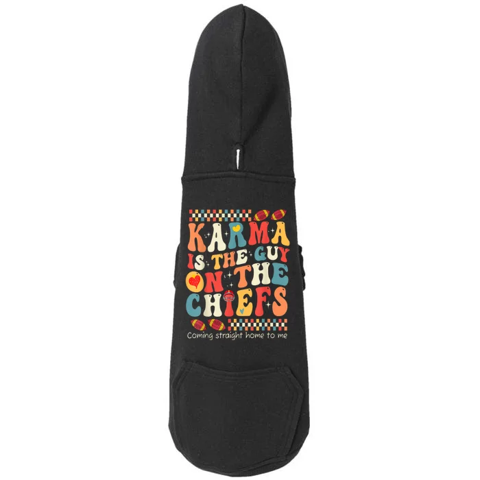 Vintage Funny Groovy Karma Is The Guy On The Chief Doggie 3-End Fleece Hoodie