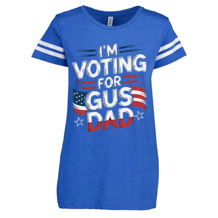 Voting For Gus Dad Vote Harris Walz Usa Patriotic Democrat Enza Ladies Jersey Football T-Shirt