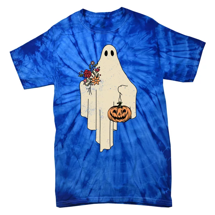 Vintage Floral Ghost Cute Halloween Costume Funny Graphic Gift Tie-Dye T-Shirt