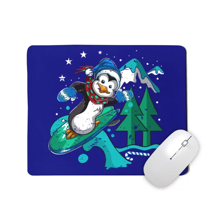 Vintage Funny Gift Cute Surfing Winter Christmas Penguin Funny Gift Mousepad