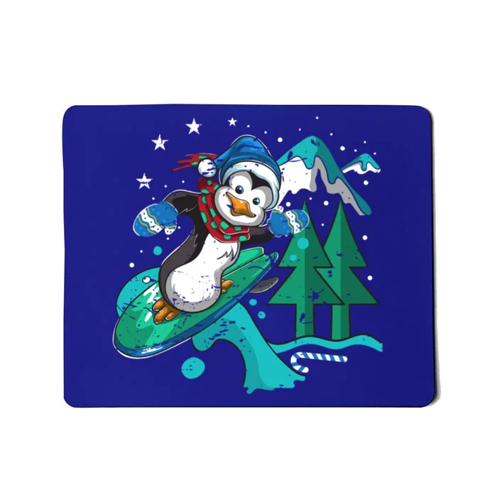 Vintage Funny Gift Cute Surfing Winter Christmas Penguin Funny Gift Mousepad