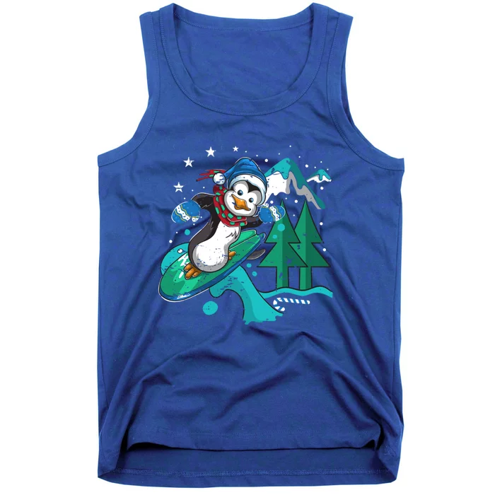 Vintage Funny Gift Cute Surfing Winter Christmas Penguin Funny Gift Tank Top