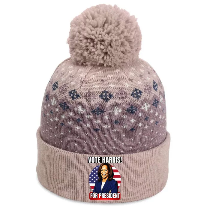 Vote For Harris 2024 Kamala Harris For President Election The Baniff Cuffed Pom Beanie