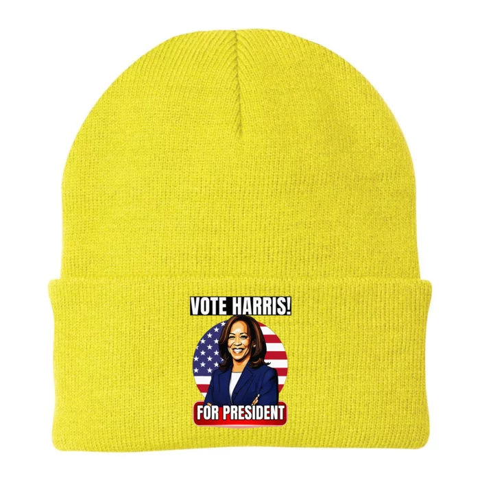 Vote For Harris 2024 Kamala Harris For President Election Knit Cap Winter Beanie