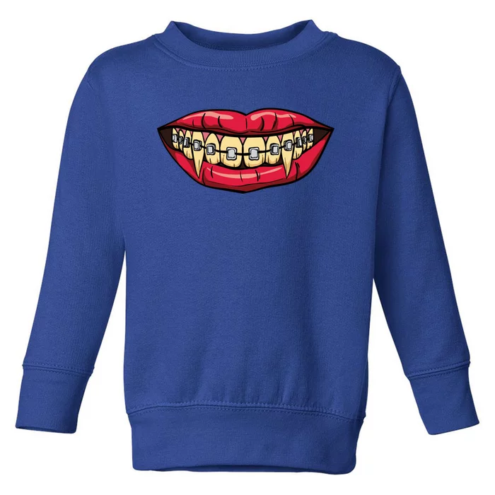 Vampire Fangs Halloween Dentist Orthodontic Braces Gift Toddler Sweatshirt