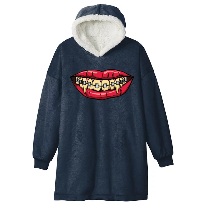 Vampire Fangs Halloween Dentist Orthodontic Braces Gift Hooded Wearable Blanket