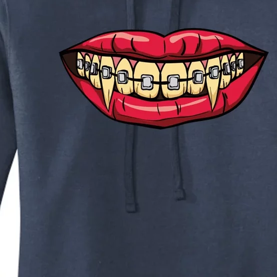 Vampire Fangs Halloween Dentist Orthodontic Braces Gift Women's Pullover Hoodie