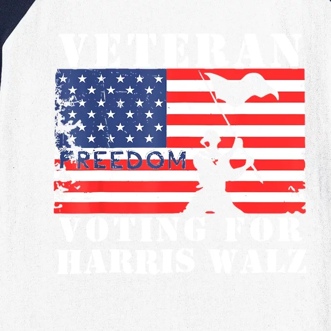 Voting For Harris Walz Waltz Veteran Freedom Gift Baseball Sleeve Shirt