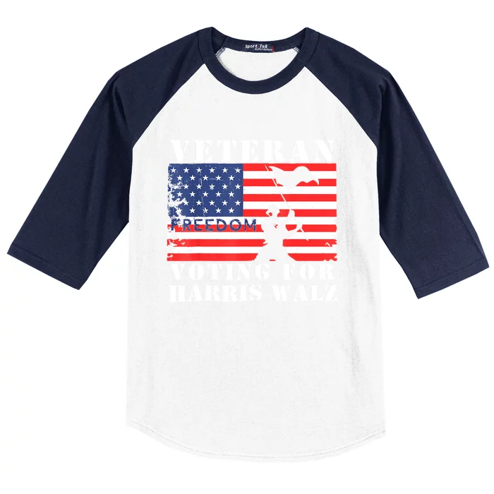 Voting For Harris Walz Waltz Veteran Freedom Gift Baseball Sleeve Shirt