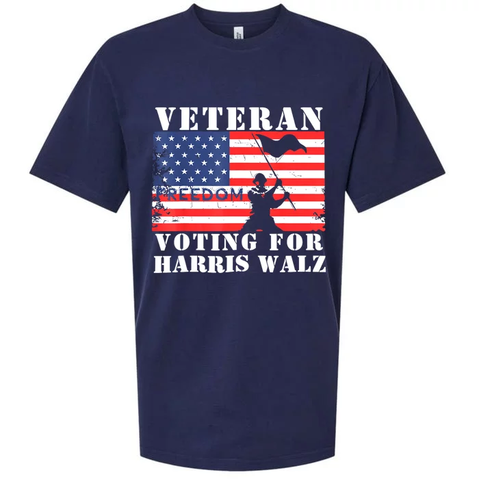 Voting For Harris Walz Waltz Veteran Freedom Gift Sueded Cloud Jersey T-Shirt