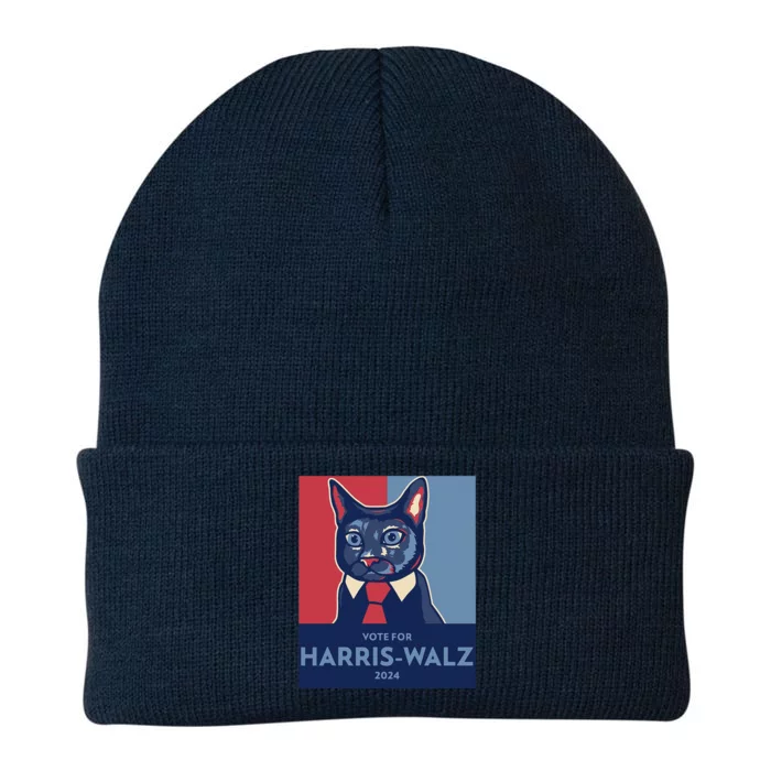 Vote For Harris Waltz 2024 Election Funny Cat Knit Cap Winter Beanie