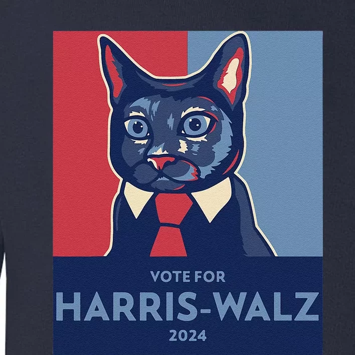 Vote For Harris Waltz 2024 Election Funny Cat Toddler Sweatshirt