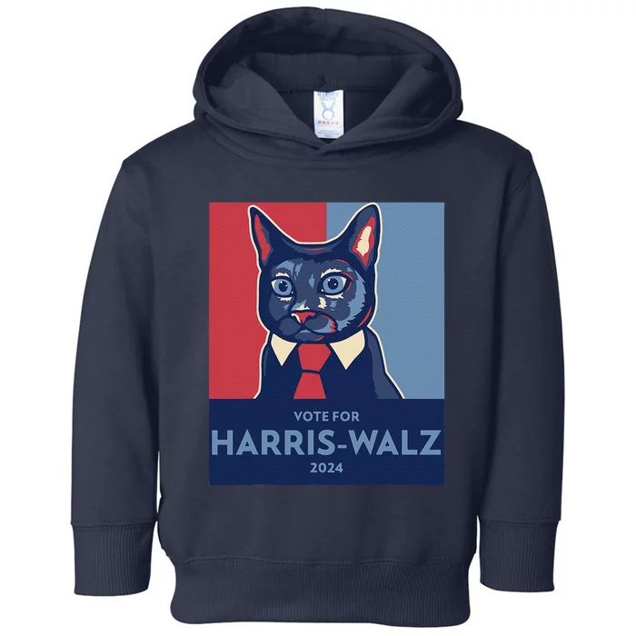 Vote For Harris Waltz 2024 Election Funny Cat Toddler Hoodie