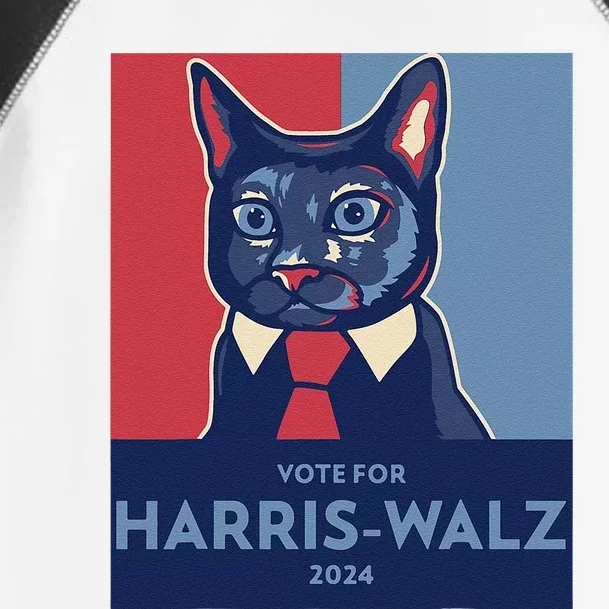 Vote For Harris Waltz 2024 Election Funny Cat Toddler Fine Jersey T-Shirt