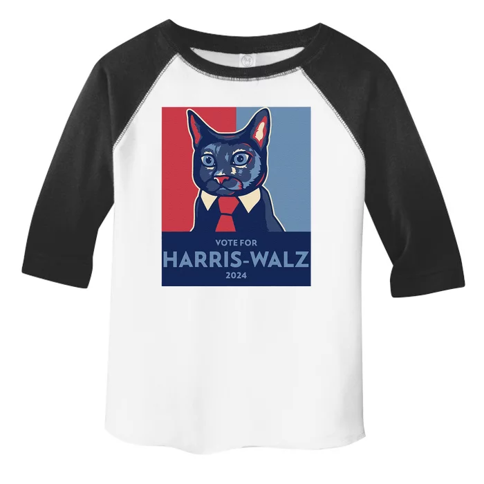 Vote For Harris Waltz 2024 Election Funny Cat Toddler Fine Jersey T-Shirt