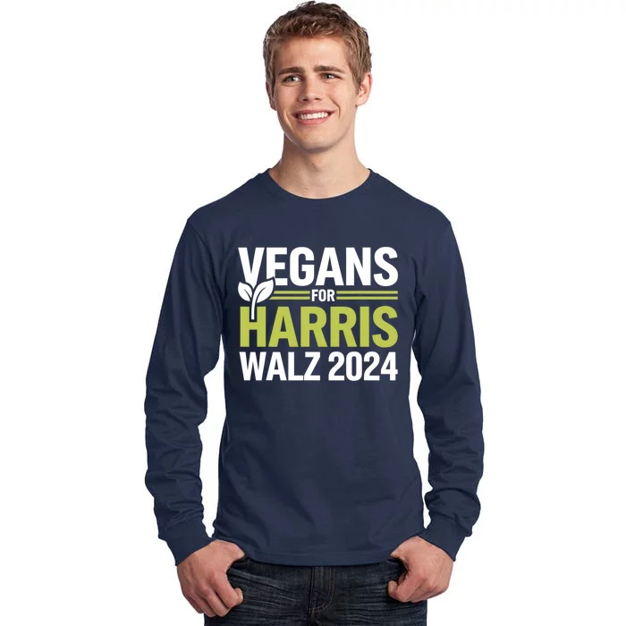 Vegans For Harris Waltz Walz 2024 Vegan For Kamala 2024 Tall Long Sleeve T-Shirt