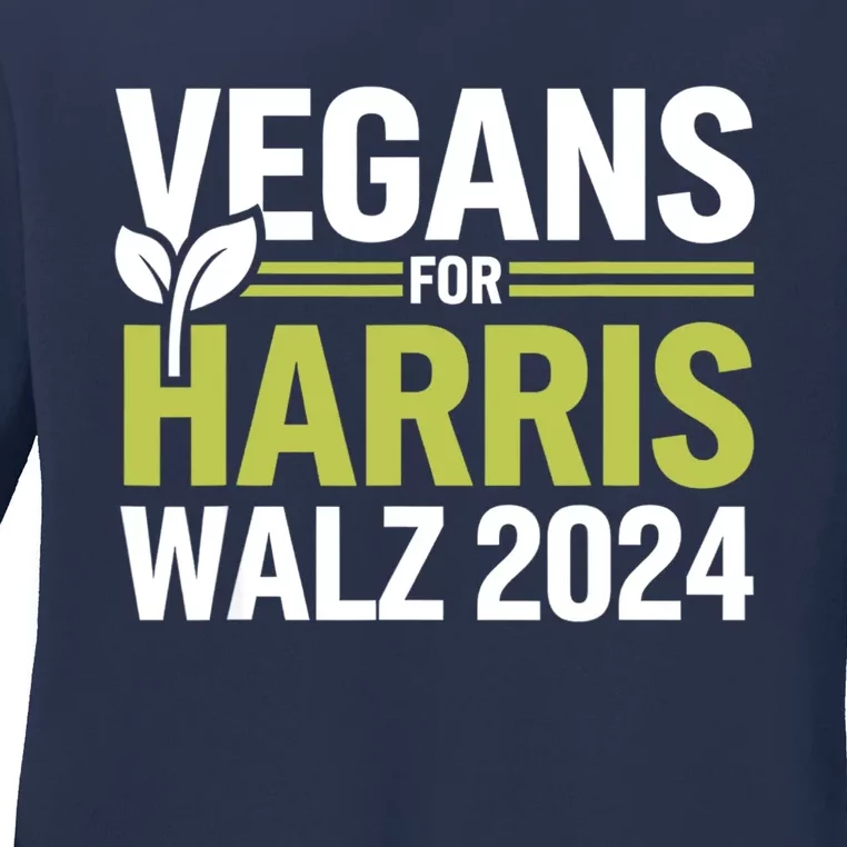 Vegans For Harris Waltz Walz 2024 Vegan For Kamala 2024 Ladies Long Sleeve Shirt