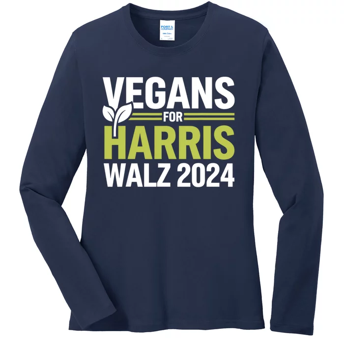 Vegans For Harris Waltz Walz 2024 Vegan For Kamala 2024 Ladies Long Sleeve Shirt