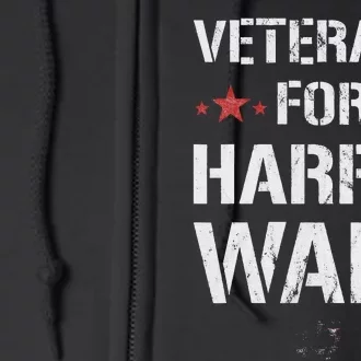 Veterans For Harris 2024 Kamala Harris Tim Walz Veteran Usa Full Zip Hoodie