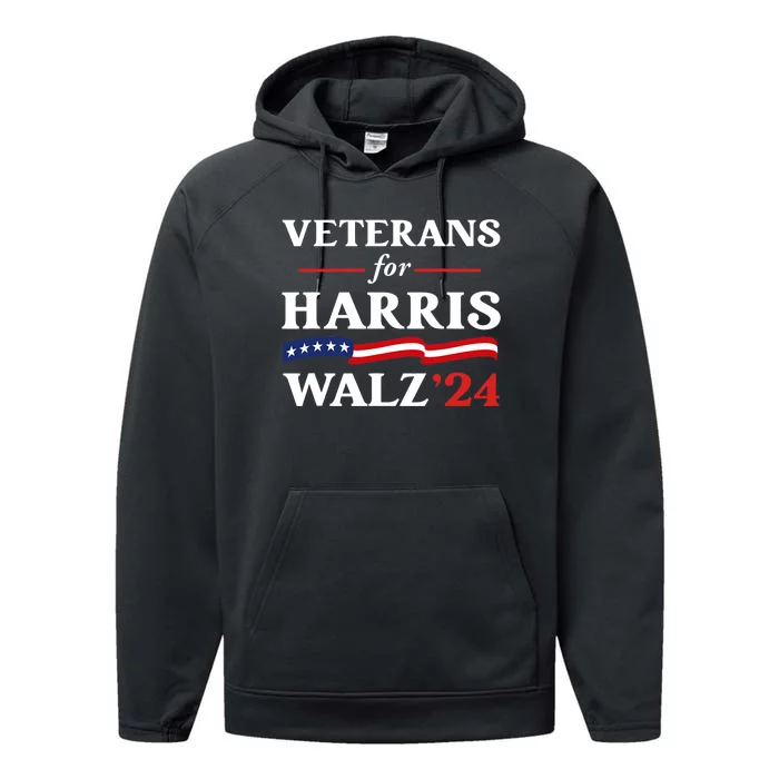 Veterans For Harris Walz 2024 Vote Tim Walz Kamala Harris Performance Fleece Hoodie