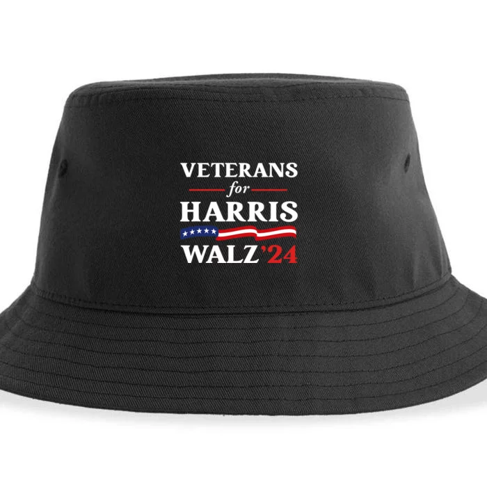 Veterans For Harris Walz 2024 Vote Tim Walz Kamala Harris Sustainable Bucket Hat