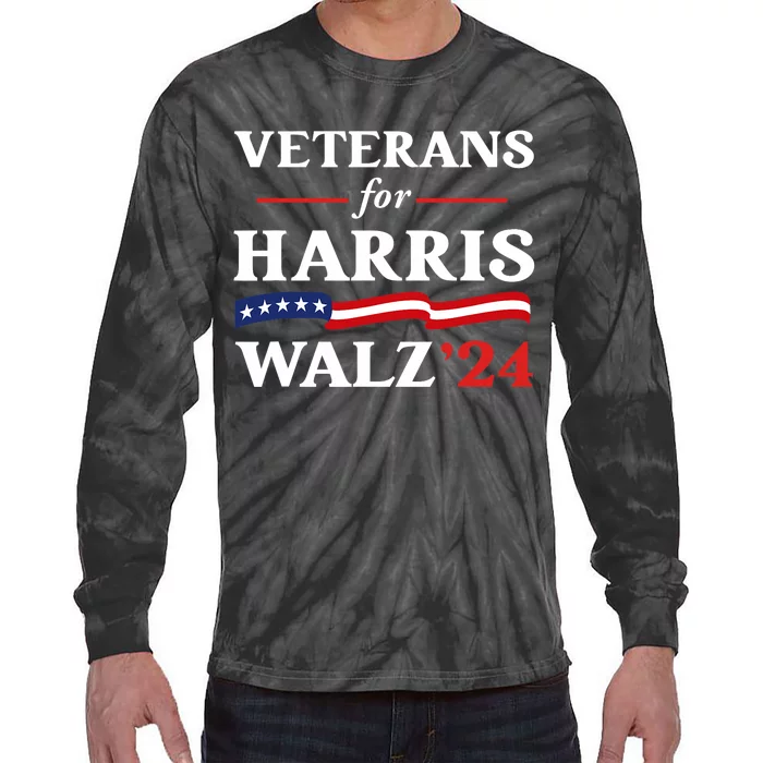 Veterans For Harris Walz 2024 Vote Tim Walz Kamala Harris Tie-Dye Long Sleeve Shirt