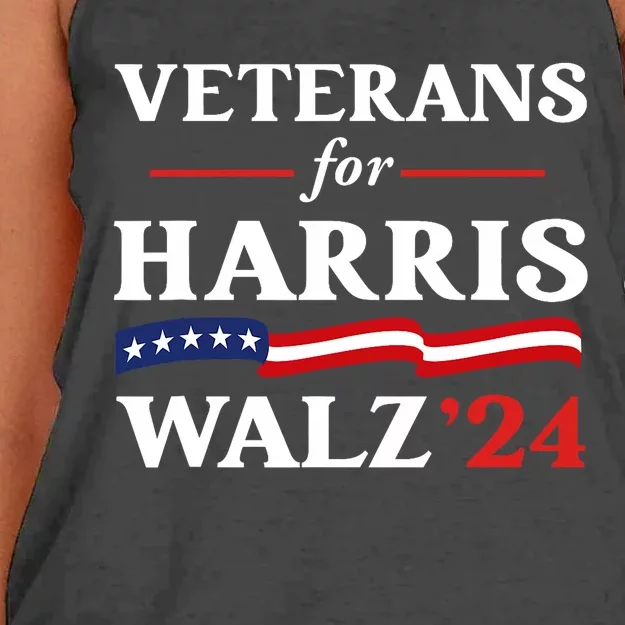 Veterans For Harris Walz 2024 Vote Tim Walz Kamala Harris Women's Knotted Racerback Tank