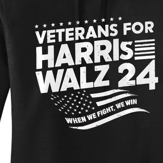 Veterans For Harris Walz 2024 Vote Blue Democrat Women's Pullover Hoodie