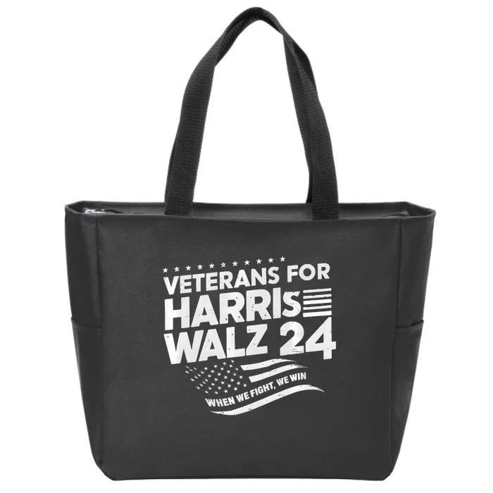 Veterans For Harris Walz 2024 Vote Blue Democrat Zip Tote Bag