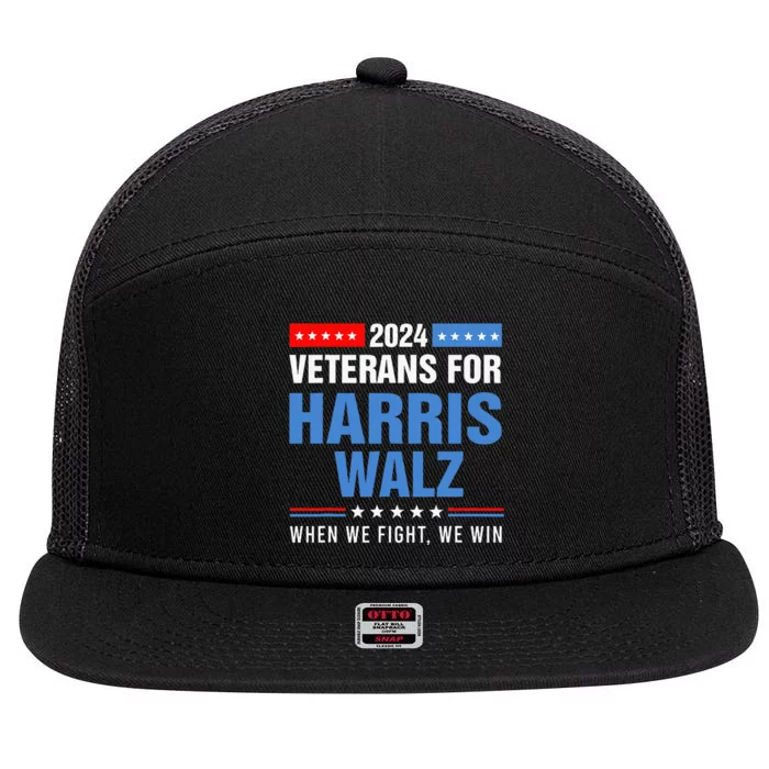 Veterans For Harris Walz 2024 Presidential Campaign 7 Panel Mesh Trucker Snapback Hat