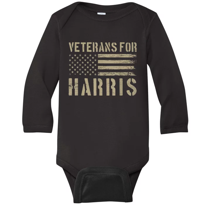 Veterans For Harris 2024 Military Vets Kamala Harris Baby Long Sleeve Bodysuit