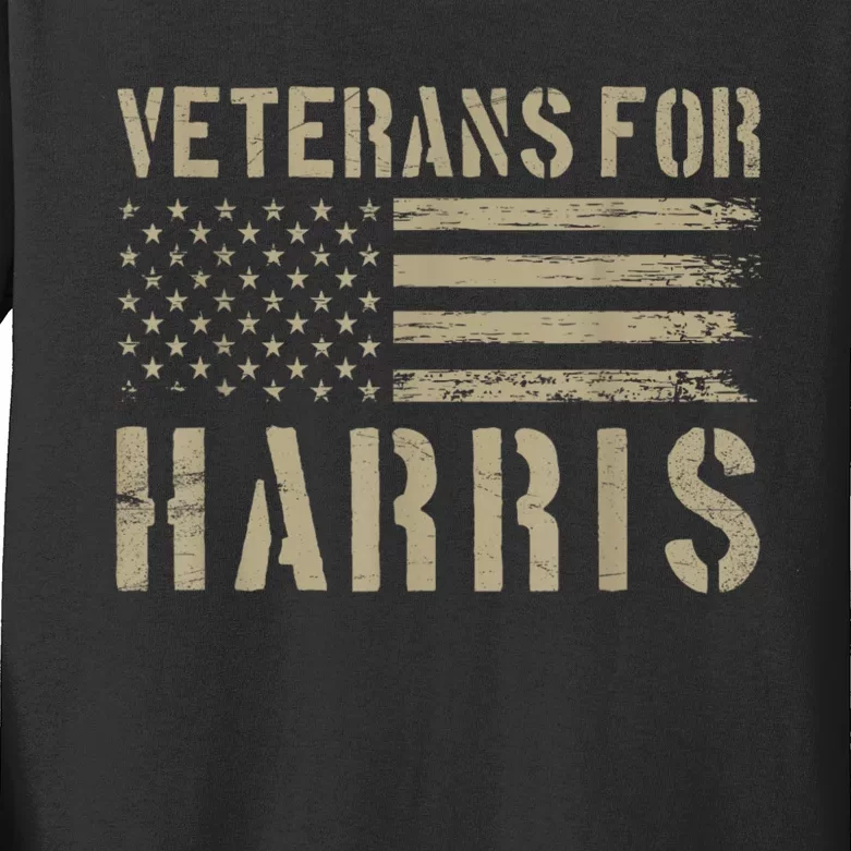 Veterans For Harris 2024 Military Vets Kamala Harris Kids Long Sleeve Shirt