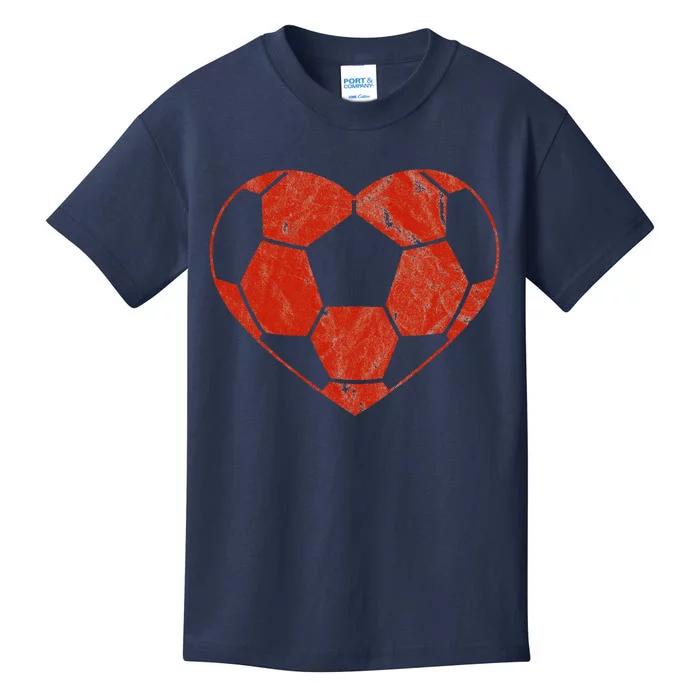 Vintage Football Heart Gift Soccer Player Valentine's Day Kids T-Shirt