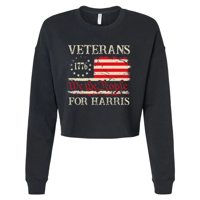 Veterans For Harris We The People 1776 Flag Kamala Harris Cropped Pullover Crew