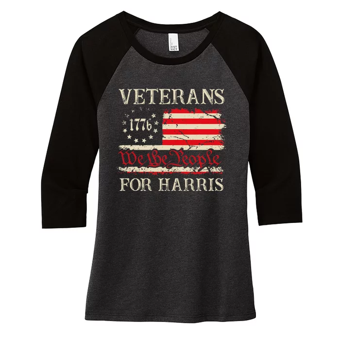 Veterans For Harris We The People 1776 Flag Kamala Harris Women's Tri-Blend 3/4-Sleeve Raglan Shirt