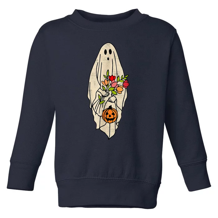 Vintage Floral Halloween Ghost Toddler Sweatshirt