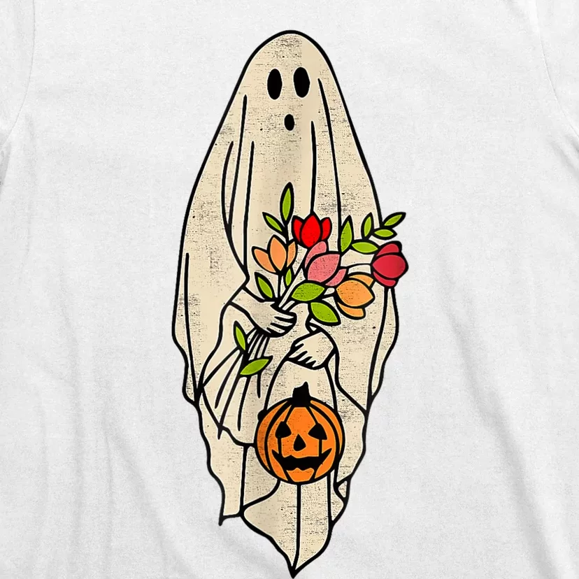 Vintage Floral Halloween Ghost T-Shirt