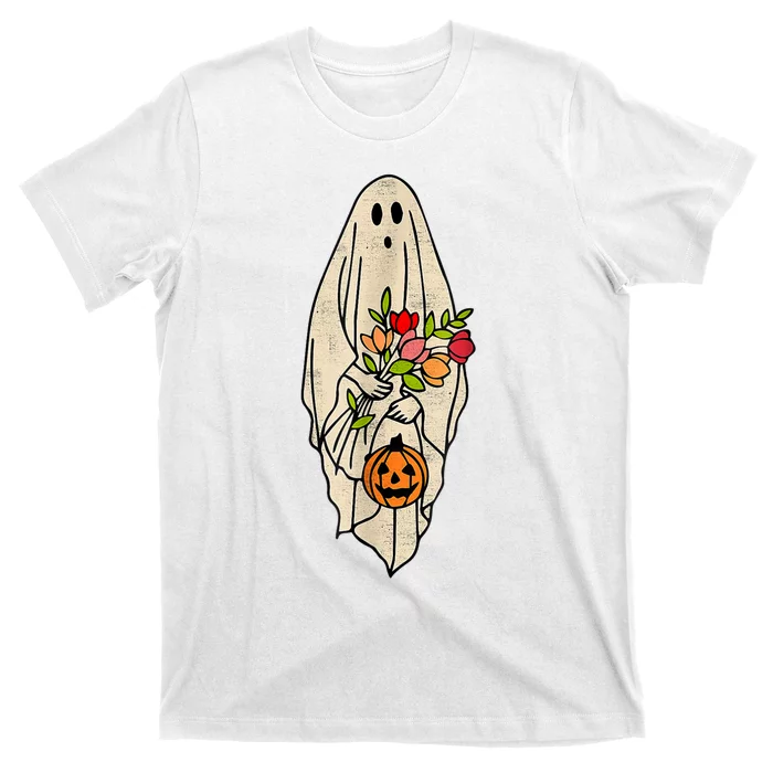 Vintage Floral Halloween Ghost T-Shirt