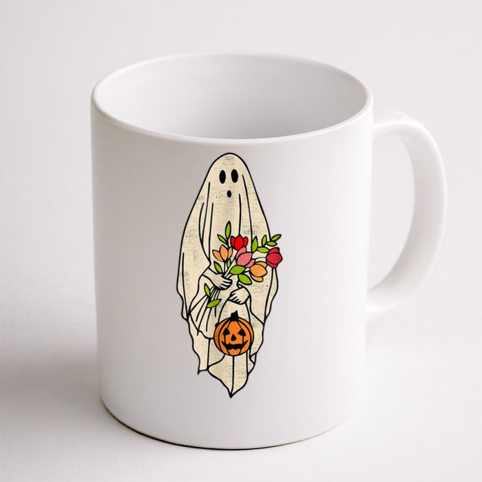 Vintage Floral Halloween Ghost Front & Back Coffee Mug