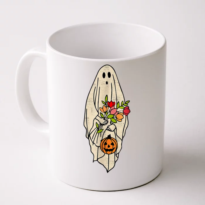 Vintage Floral Halloween Ghost Front & Back Coffee Mug