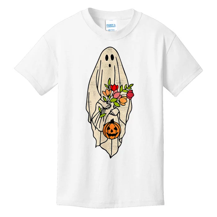 Vintage Floral Halloween Ghost Kids T-Shirt