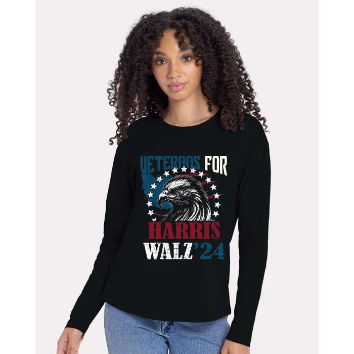 Veterans For Harris Walz 2024 Vote Tim Walz Kamala Harris Womens Cotton Relaxed Long Sleeve T-Shirt